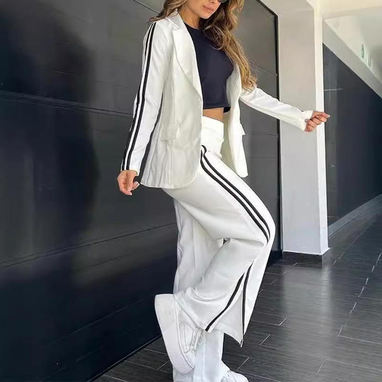 Blazer and Wide Leg Pants Set