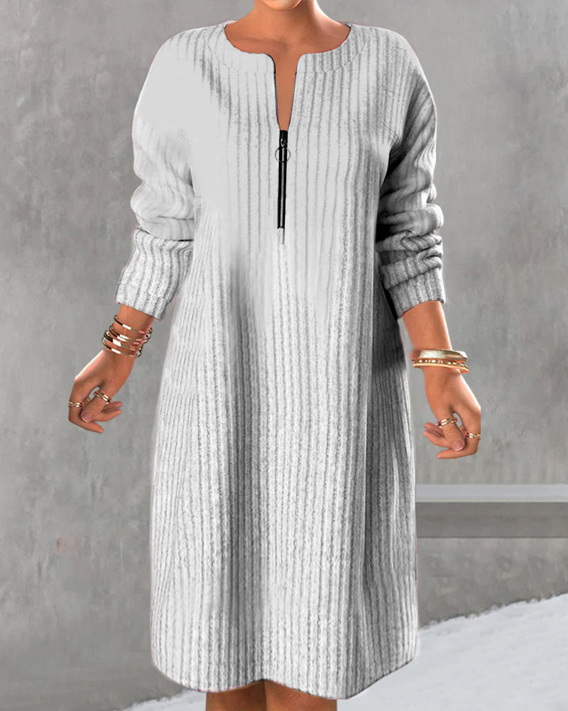 Lenora® | Elegant Zip-Up Sweater Dress