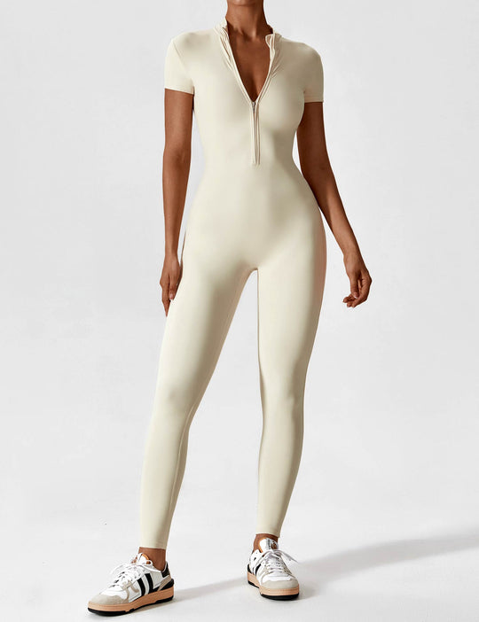 jumpsuit met lange mouwen/korte mouwen en ritssluiting