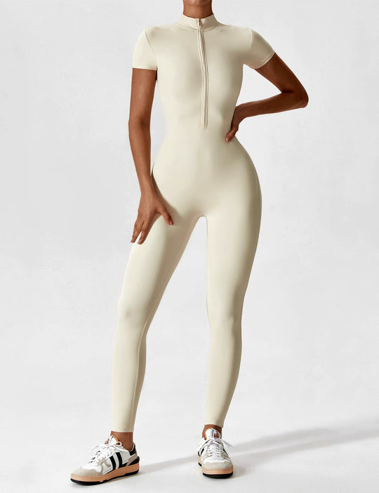 jumpsuit met lange mouwen/korte mouwen en ritssluiting