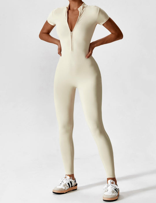 jumpsuit met lange mouwen/korte mouwen en ritssluiting