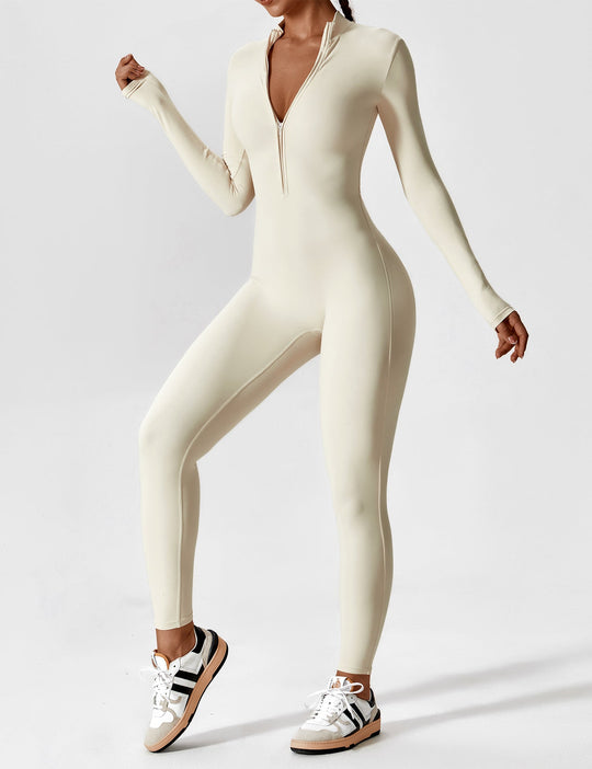jumpsuit met lange mouwen/korte mouwen en ritssluiting