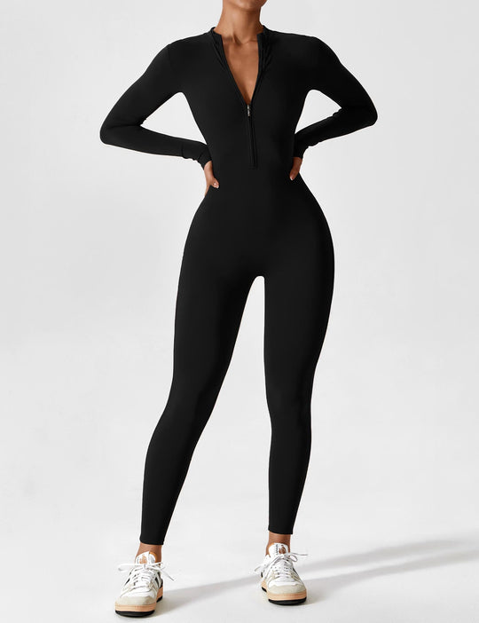 jumpsuit met lange mouwen/korte mouwen en ritssluiting