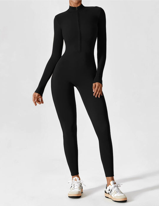 jumpsuit met lange mouwen/korte mouwen en ritssluiting