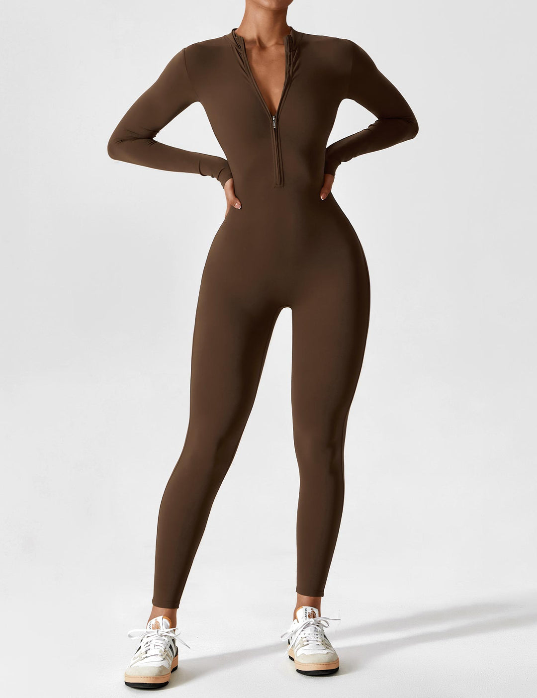 jumpsuit met lange mouwen/korte mouwen en ritssluiting