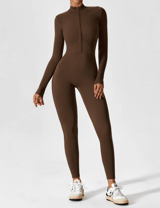 jumpsuit met lange mouwen/korte mouwen en ritssluiting