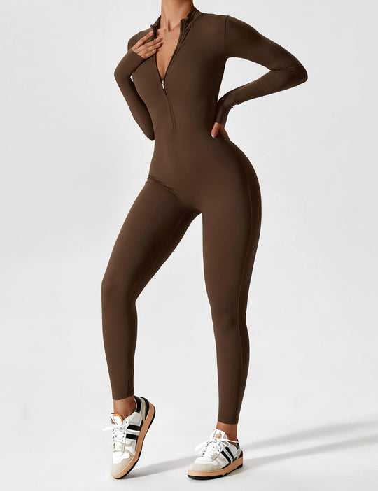 jumpsuit met lange mouwen/korte mouwen en ritssluiting
