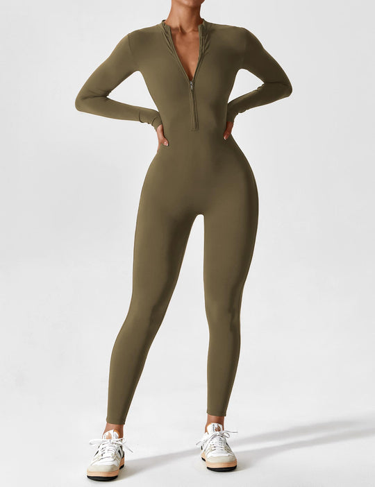 jumpsuit met lange mouwen/korte mouwen en ritssluiting