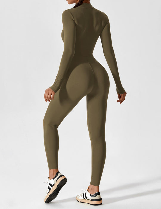 jumpsuit met lange mouwen/korte mouwen en ritssluiting