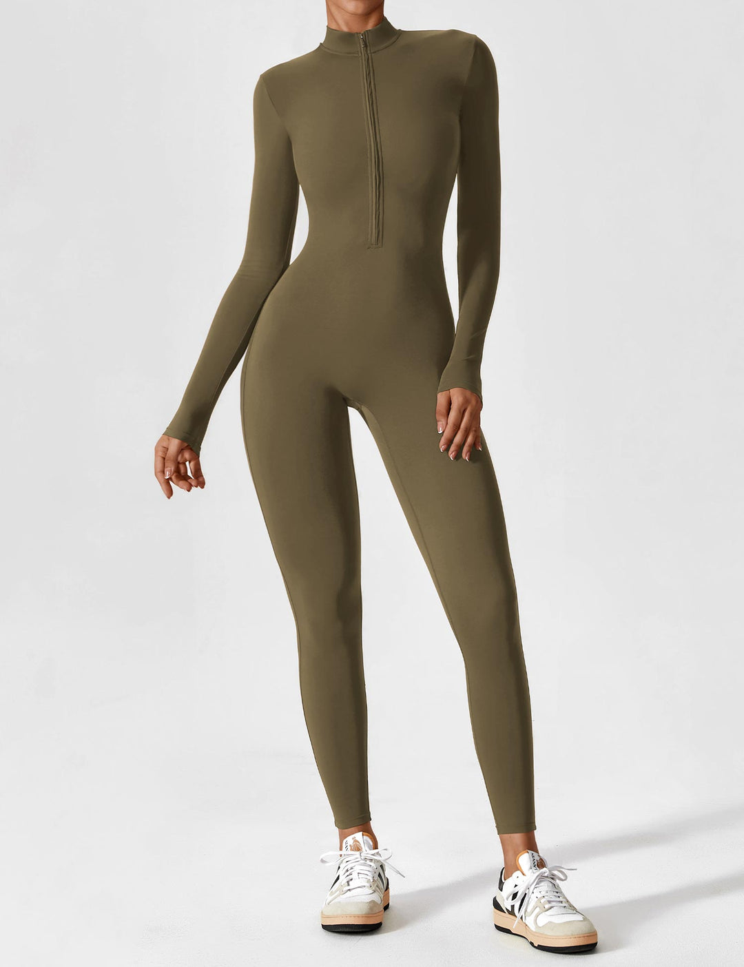jumpsuit met lange mouwen/korte mouwen en ritssluiting