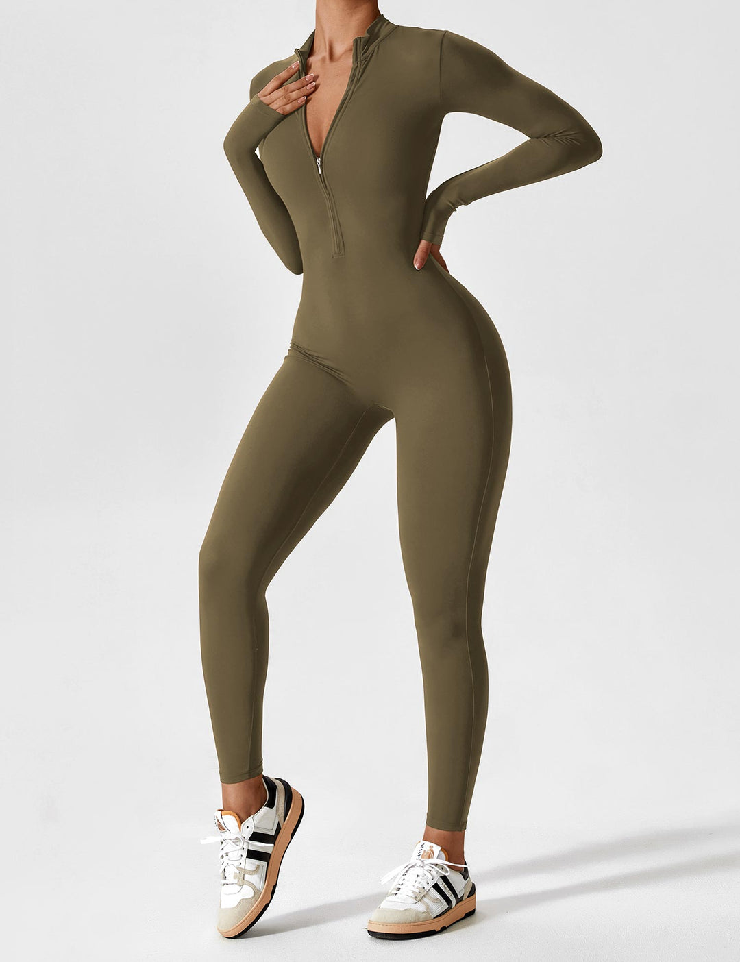 jumpsuit met lange mouwen/korte mouwen en ritssluiting