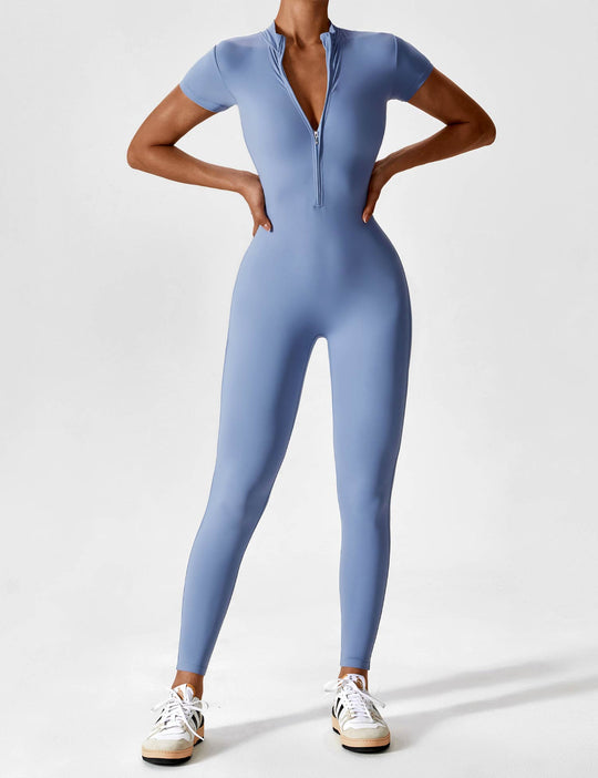 jumpsuit met lange mouwen/korte mouwen en ritssluiting