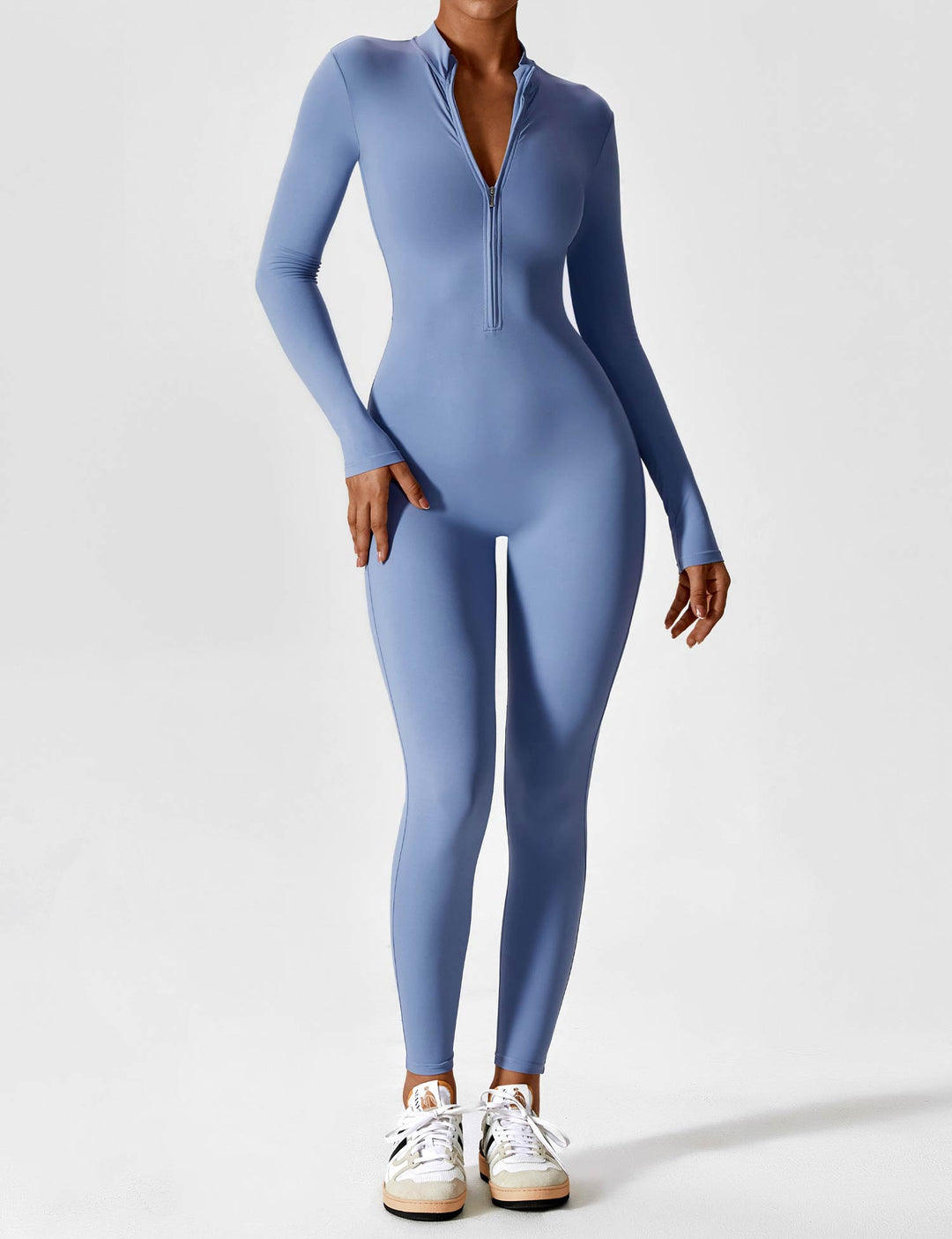 jumpsuit met lange mouwen/korte mouwen en ritssluiting