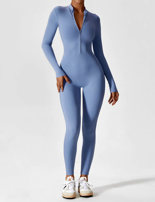 jumpsuit met lange mouwen/korte mouwen en ritssluiting