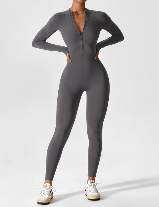 jumpsuit met lange mouwen/korte mouwen en ritssluiting