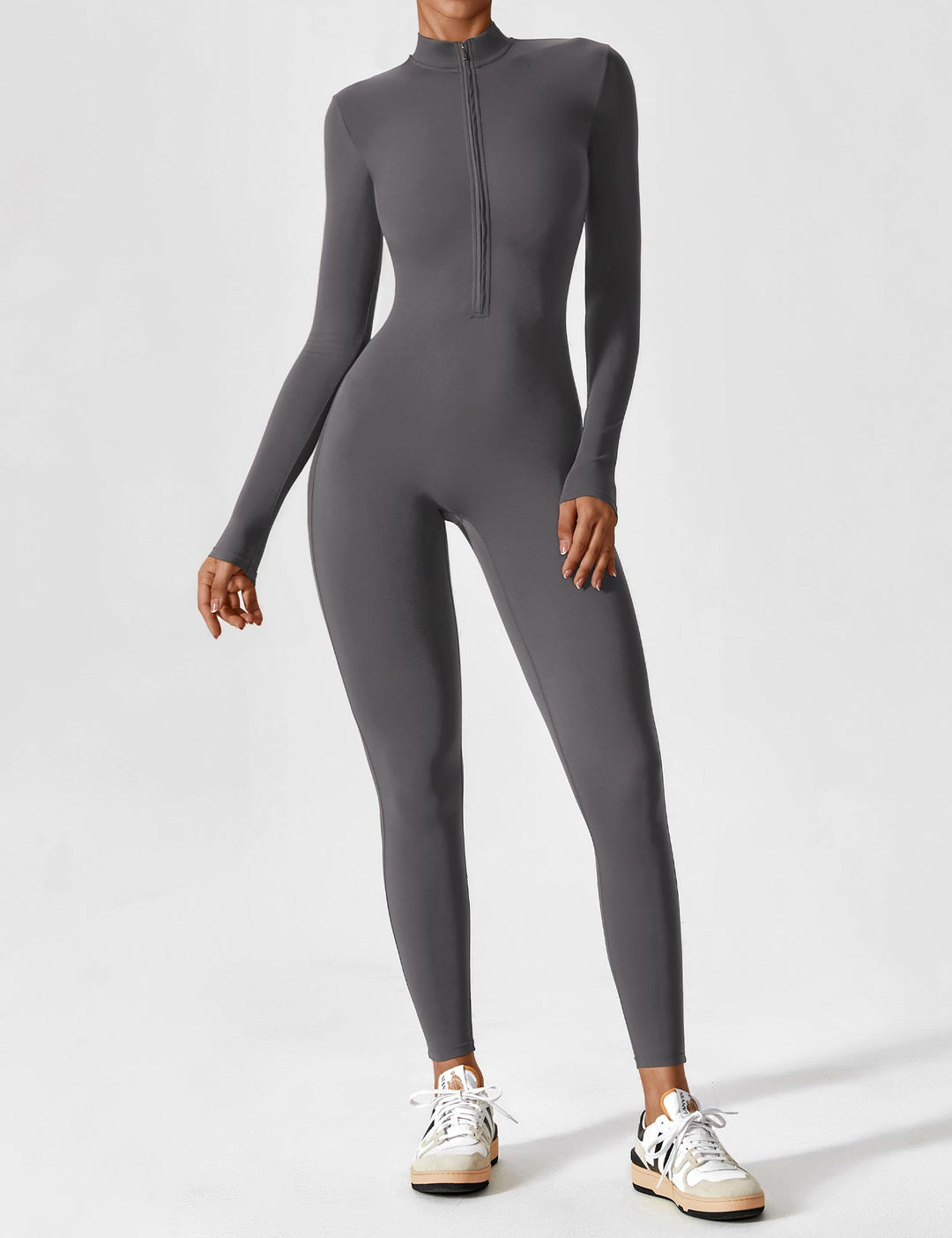 jumpsuit met lange mouwen/korte mouwen en ritssluiting