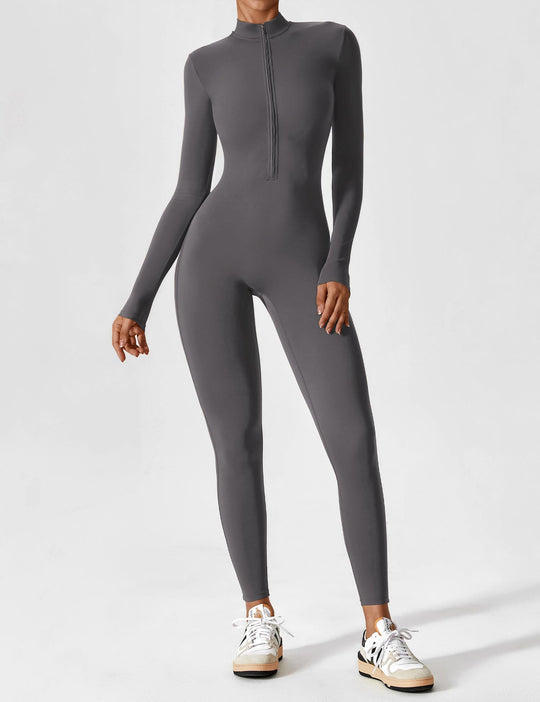jumpsuit met lange mouwen/korte mouwen en ritssluiting
