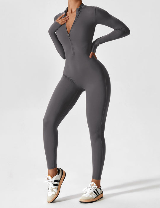 jumpsuit met lange mouwen/korte mouwen en ritssluiting