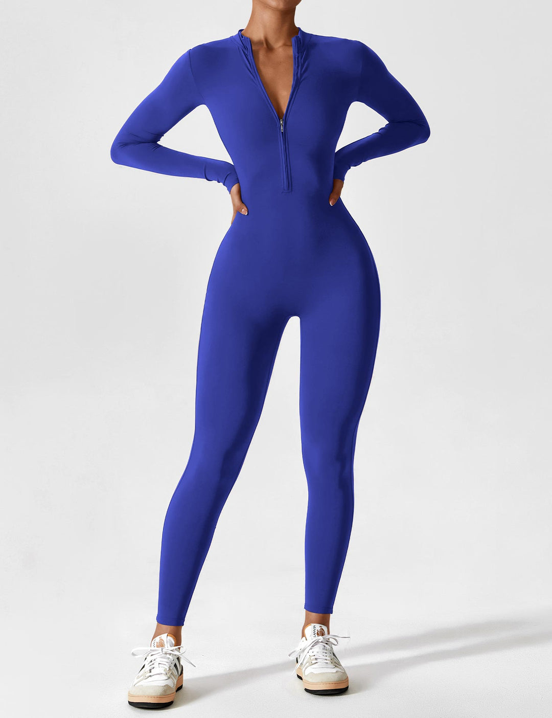 jumpsuit met lange mouwen/korte mouwen en ritssluiting