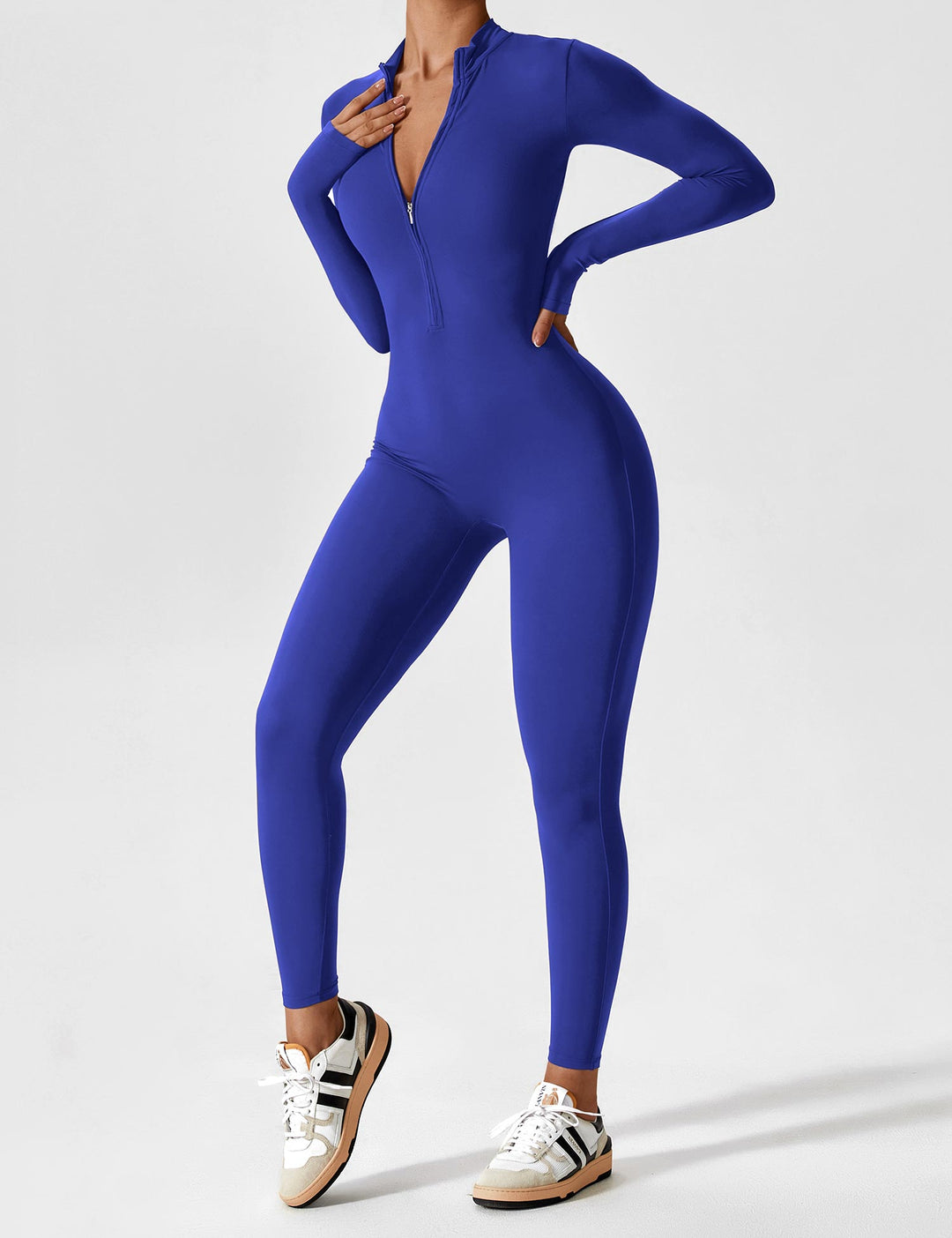 jumpsuit met lange mouwen/korte mouwen en ritssluiting