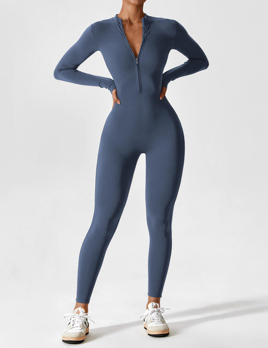 jumpsuit met lange mouwen/korte mouwen en ritssluiting