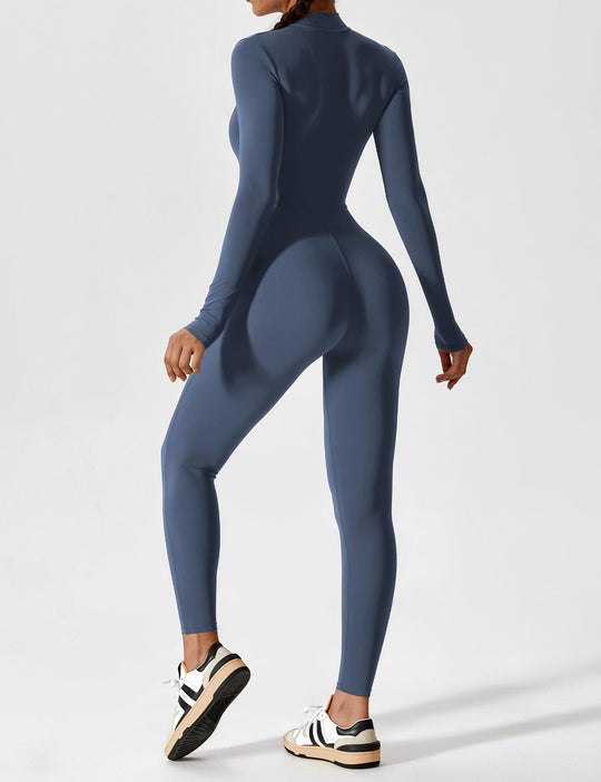 jumpsuit met lange mouwen/korte mouwen en ritssluiting