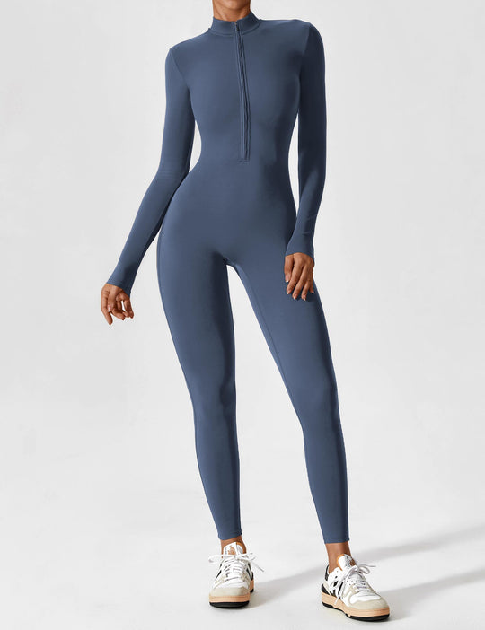 jumpsuit met lange mouwen/korte mouwen en ritssluiting