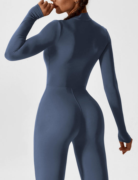 jumpsuit met lange mouwen/korte mouwen en ritssluiting