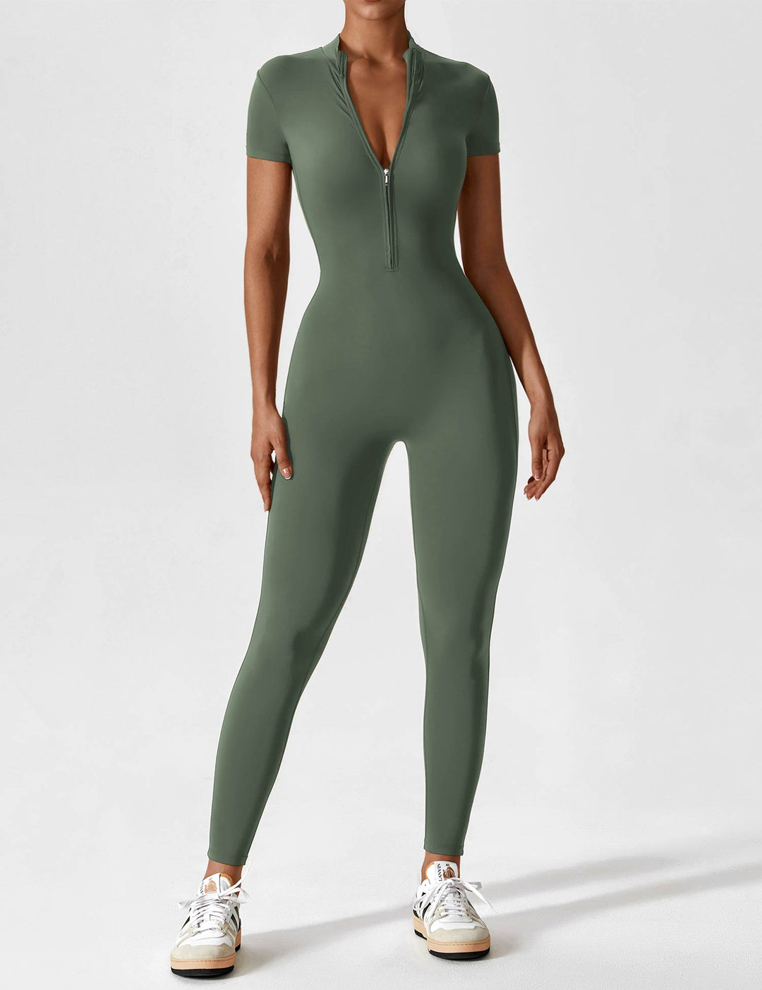 jumpsuit met lange mouwen/korte mouwen en ritssluiting