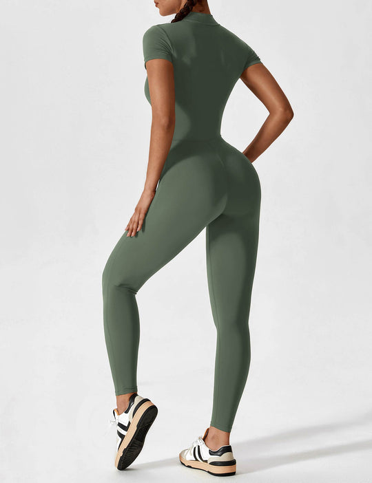 jumpsuit met lange mouwen/korte mouwen en ritssluiting