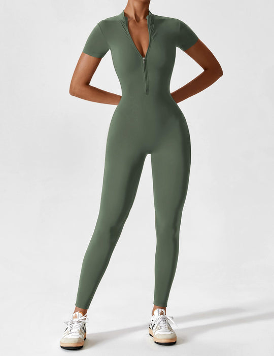 jumpsuit met lange mouwen/korte mouwen en ritssluiting
