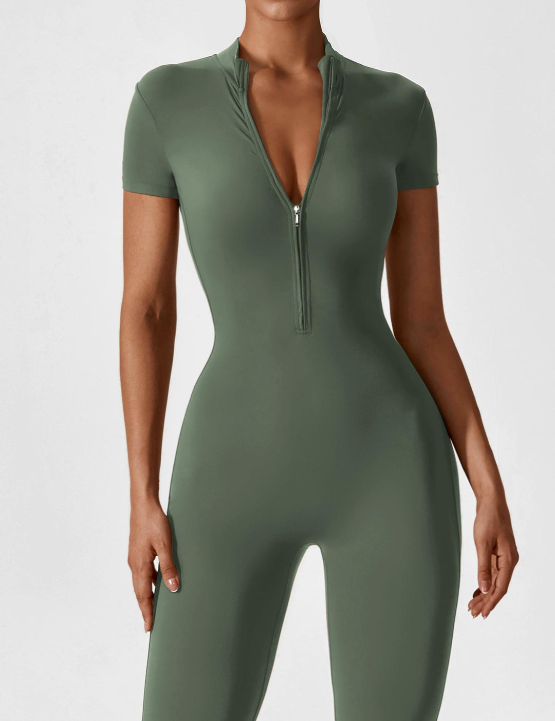 jumpsuit met lange mouwen/korte mouwen en ritssluiting