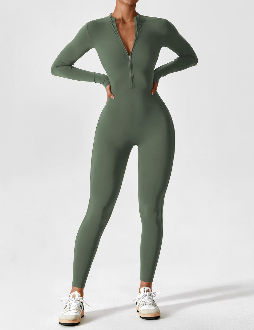 jumpsuit met lange mouwen/korte mouwen en ritssluiting