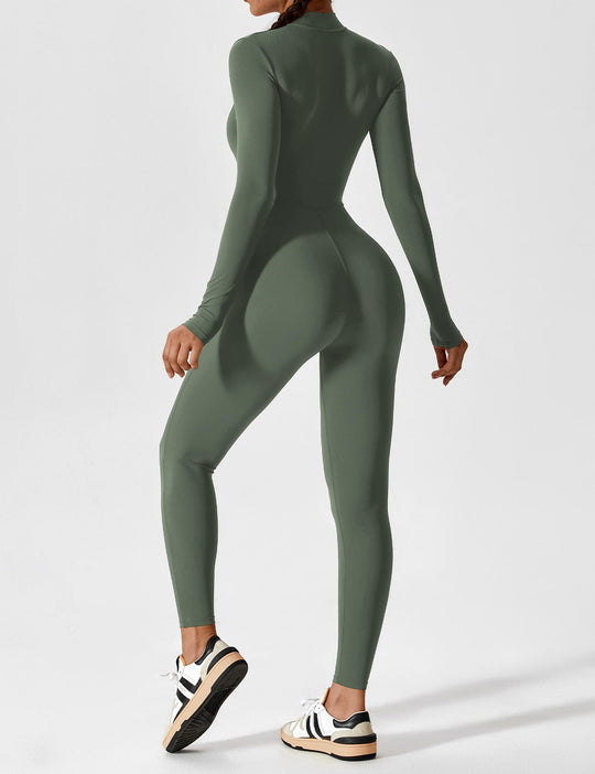 jumpsuit met lange mouwen/korte mouwen en ritssluiting