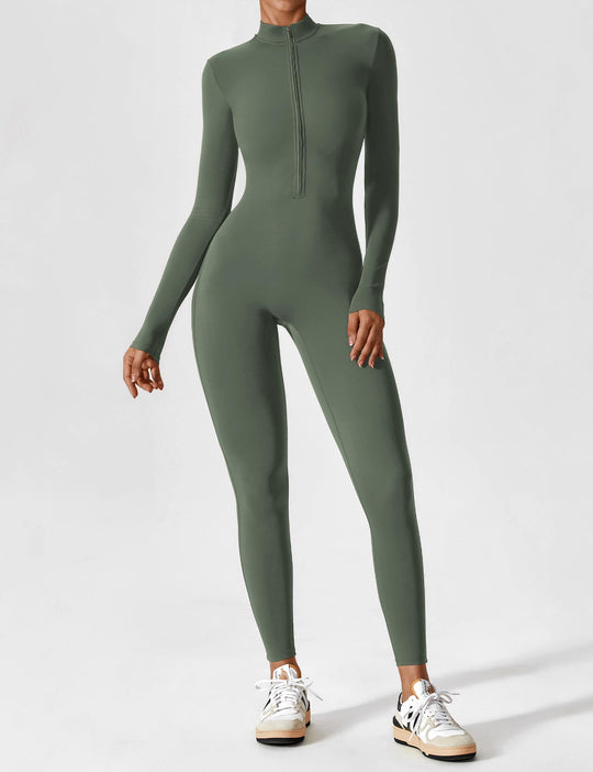 jumpsuit met lange mouwen/korte mouwen en ritssluiting