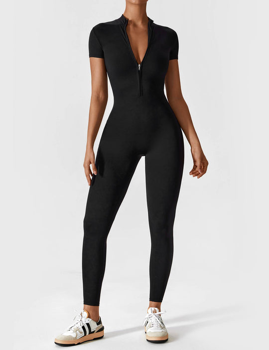 jumpsuit met lange mouwen/korte mouwen en ritssluiting
