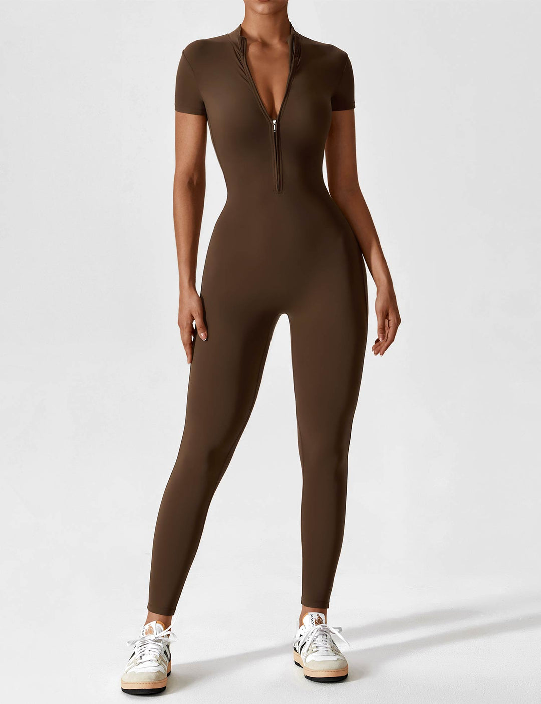 jumpsuit met lange mouwen/korte mouwen en ritssluiting