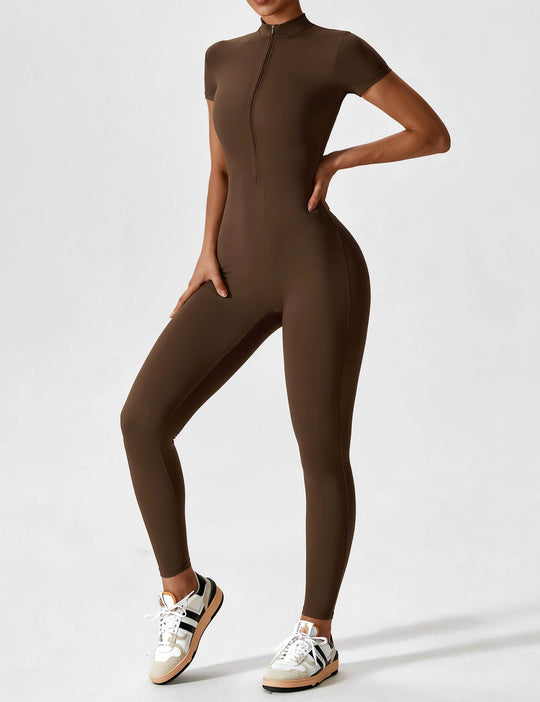 jumpsuit met lange mouwen/korte mouwen en ritssluiting