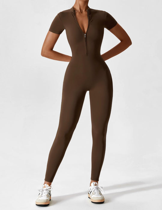 jumpsuit met lange mouwen/korte mouwen en ritssluiting